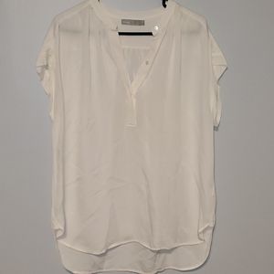 Vince Highlow vNeck Button Neck White Top